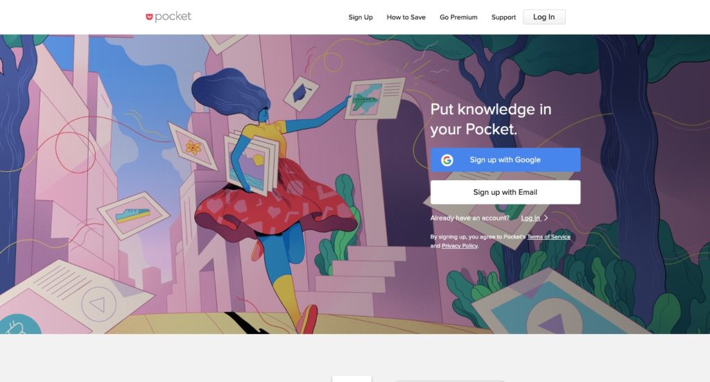 Pocket homepage screenshot
